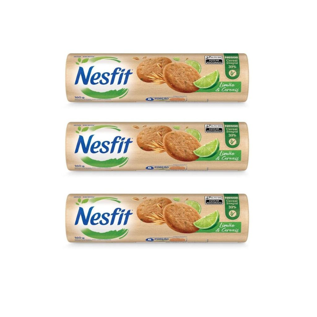 Kit C/3 Biscoito Nesfit Limão E Cereais 160g