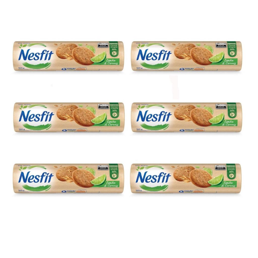 Kit C/6 Biscoito Nesfit Limão E Cereais 160g