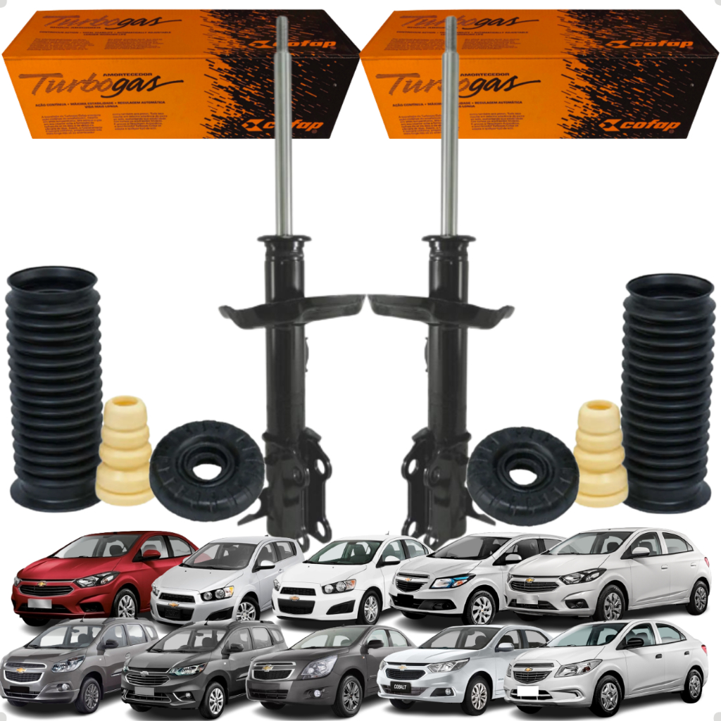 Par De Amortecedor Dianteiro Original Cofap + Kit Batente Chevrolet Cobalt 1.4 1.8