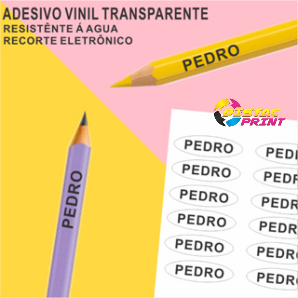 Imagem 120 Etiquetas Adesivas Escolar Lápis em Vinil TRANSPARENTE
