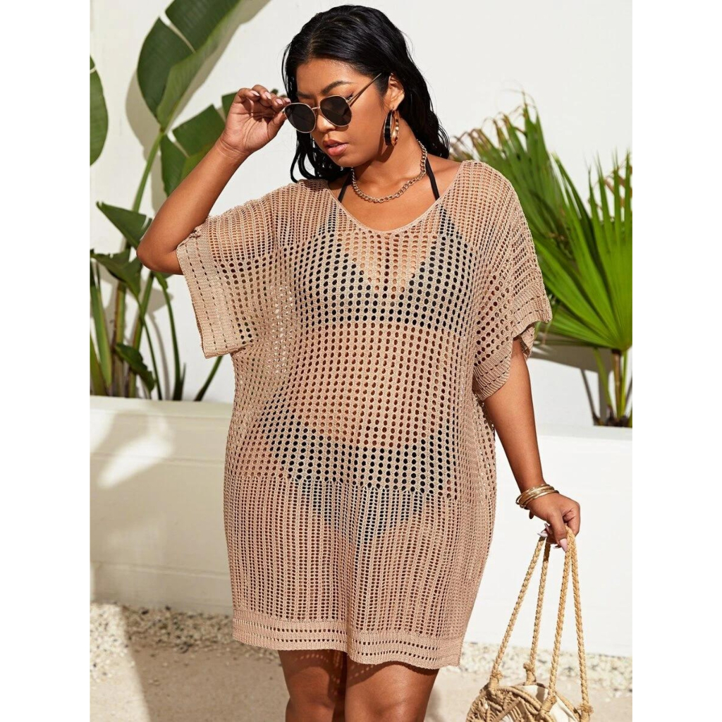 Moda Praia Plus Size Blusa Feminina Saida Vestido Saida de praia plus size em Oferta na Shopee
