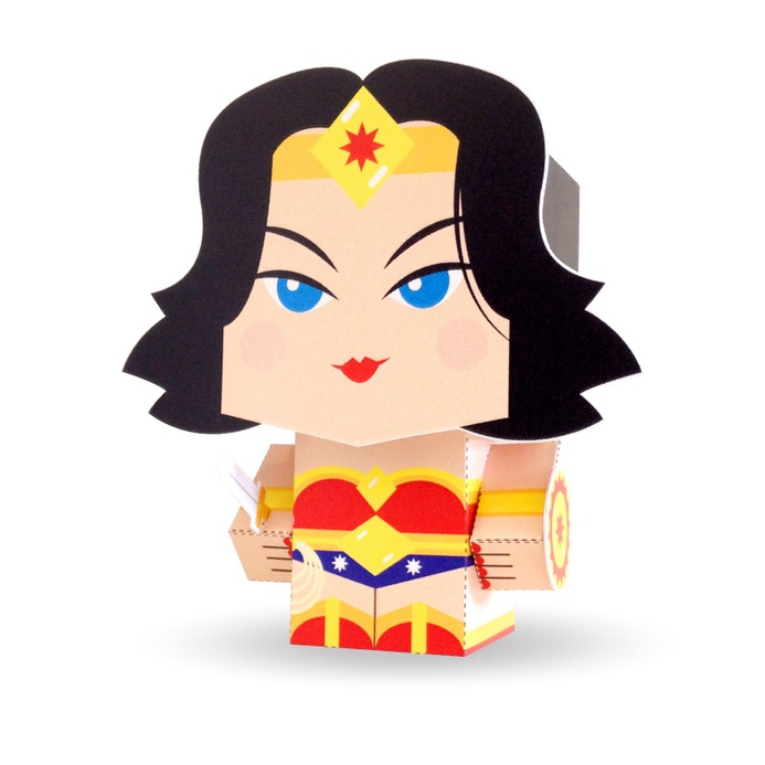 A maravilha - boneco de papel, paper toy, toy art, mulher maravilha, funko, presente, nerd, geek