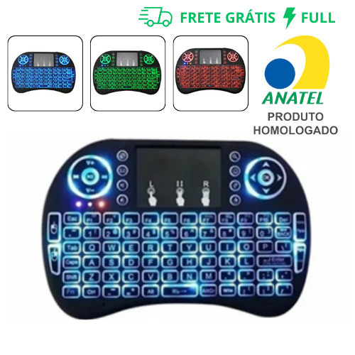 MINI TECLADO CONTROLE SEM FIO PARA SMART TV - TV PC – ILUMINADO