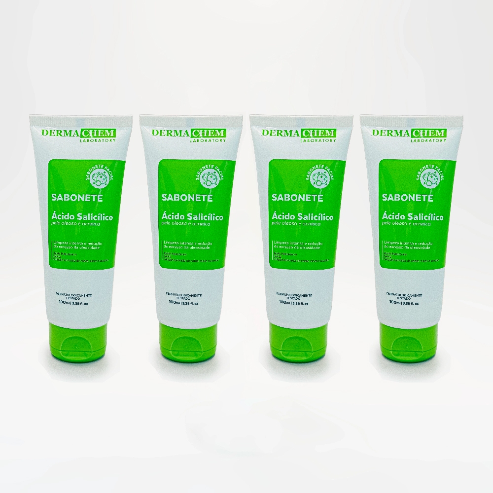 Kit 4 Sabonete Ácido Salicílico Pele Oleosa 100ml Dermachem - Beauty