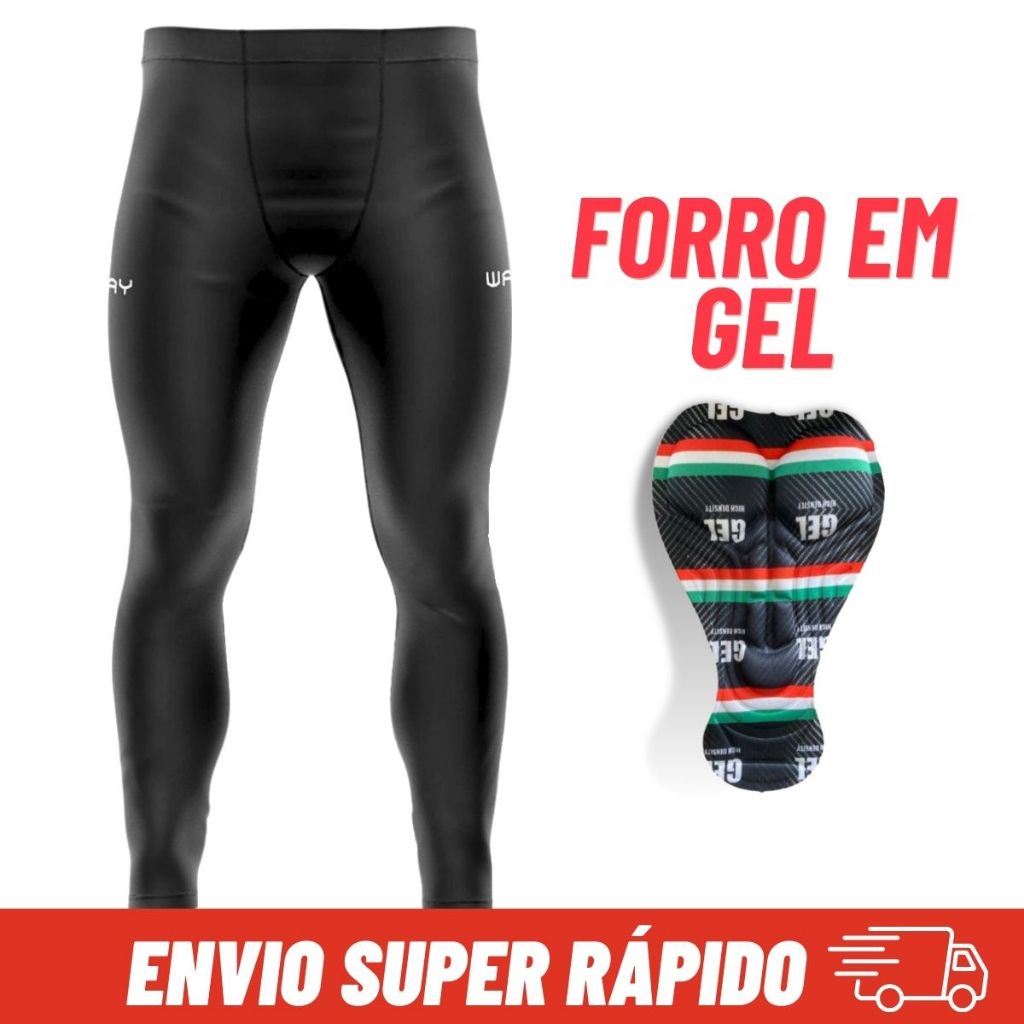 Calça Ciclismo Forro Gel Masculina Preta Calca Forrada Bike Almofadada Mtb