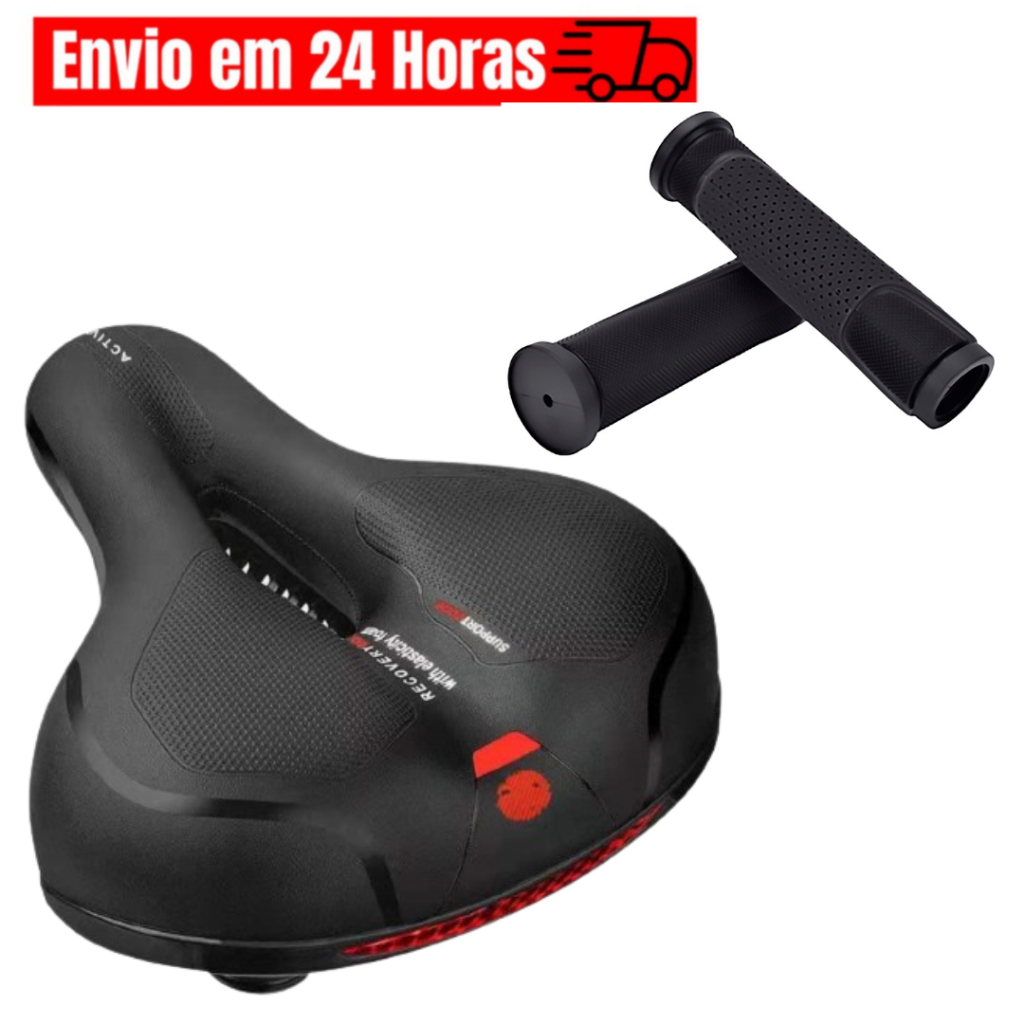 Manopla Luvinha Punho Confort Borracha Tpr Bike Mtb Banco Selim 2 Molas Mega Soft Vazado Confortável Largo Com Refletor