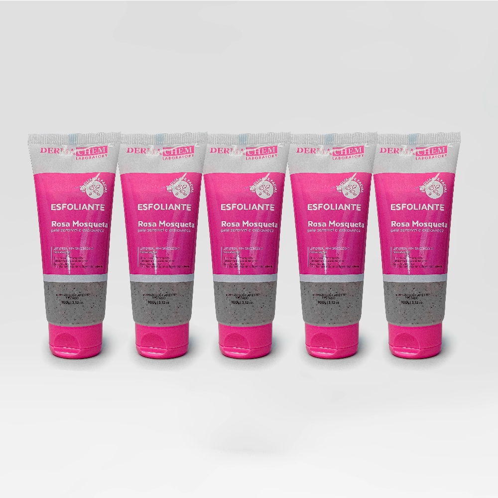 Kit 5 Gel Esfoliante Rosa Mosqueta 100ml Dermachem em Oferta na Shopee