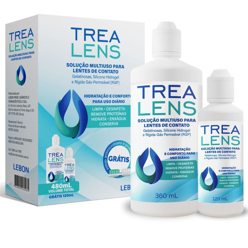 Trea lens LIMP LENT SOLUÇÃO  kit biosoak bio lent 360ML+ FRASCO DE 120ML + ESTOJO PARA LENTES