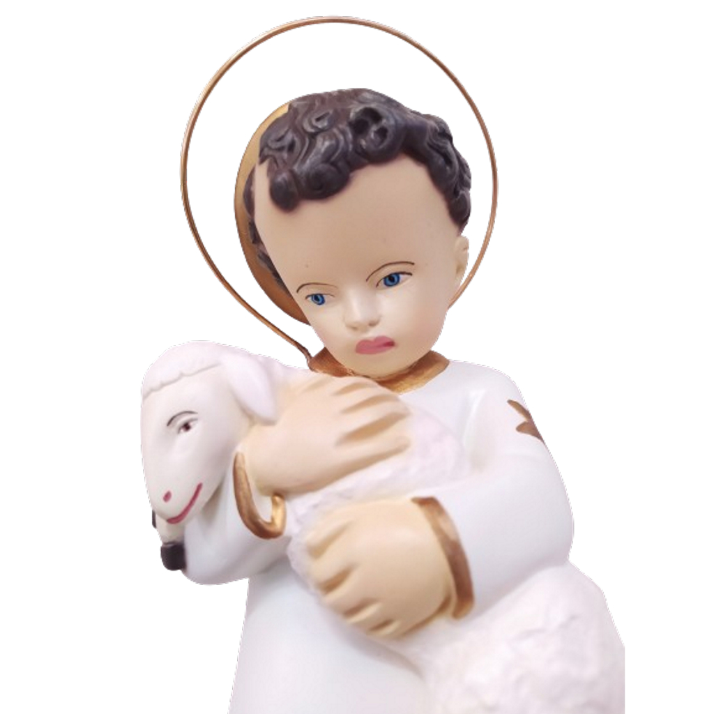 Imagem De Menino Bom Pastor 26 Cm Jesus Bom Pastor Cristo aureola de metal