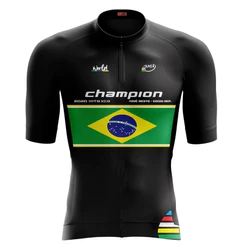 Camisa de Ciclismo Masculina Champion Brasil Preta Camiseta Manga Curta Roupa Bike Pedal Mtb