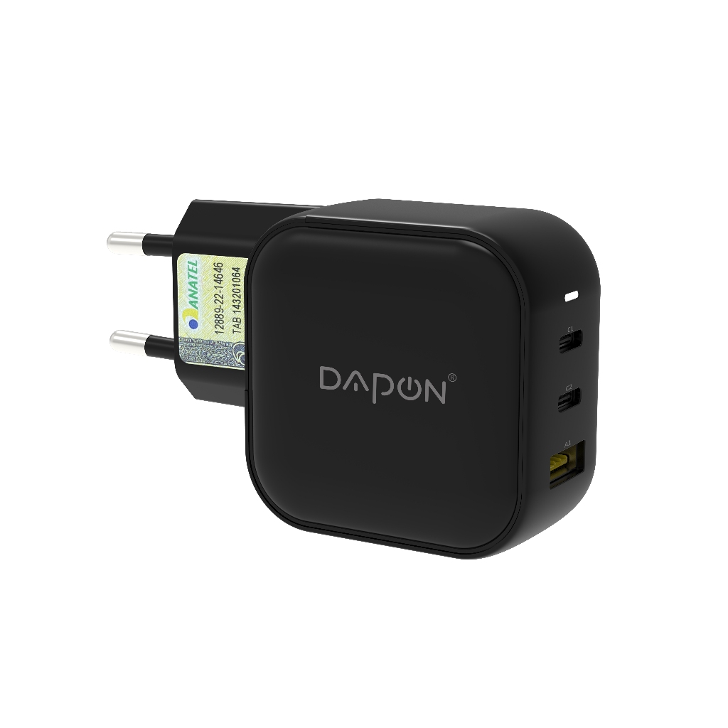 Carregador Dapon Gan Usb-c Turbo 65w 2 Portas Tipo C E 1 Usb Gan Pd Para Notebook E Celular em Oferta na Shopee