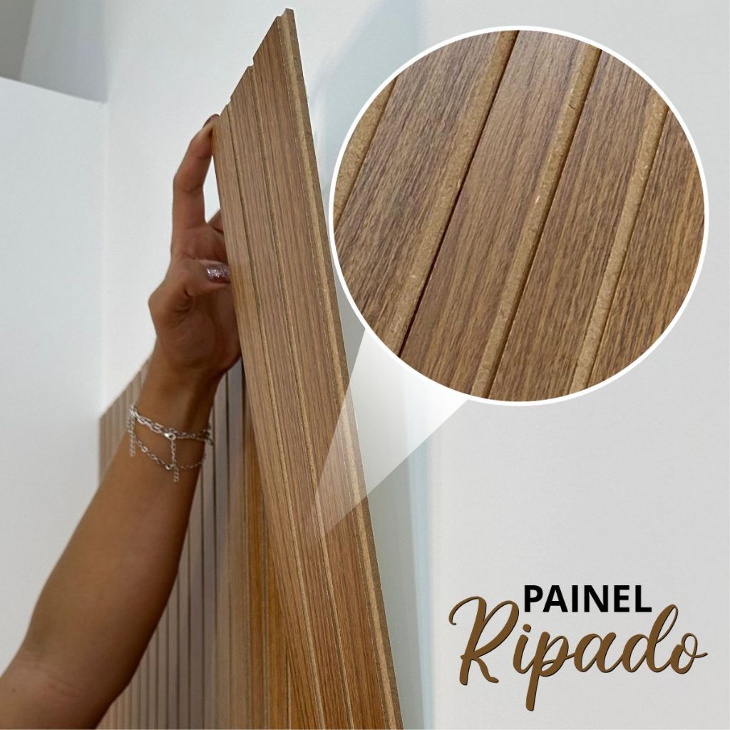 Kit 5|10|20 Revestimento Ripado MDF 45x11 cm Painel Decorativo Parede Moderna