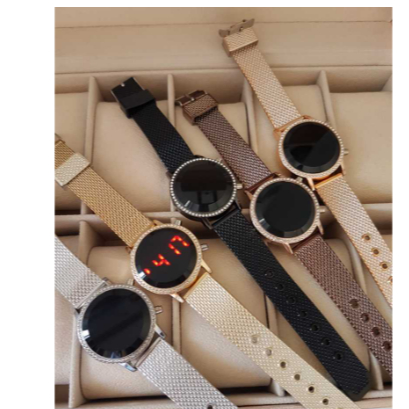Relógio Feminino Digital Led cor branco,Redondo Dourado ,Prata,Preto, Rosê Blogueira da Moda 2342