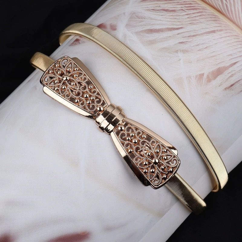 Detalhes do Cinto Feminino Metal Elástico Modelo Fivela Moda BlogueiraHL-02