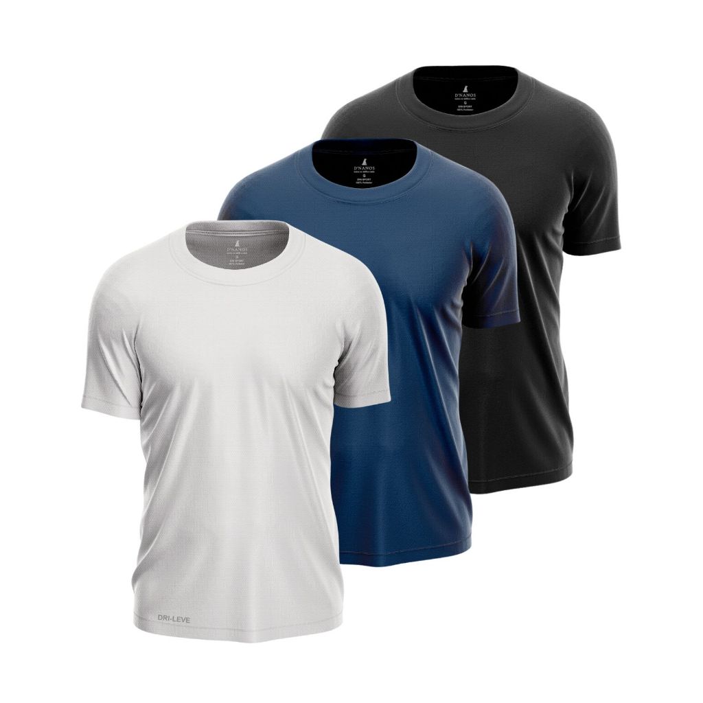 Kit 3 Camiseta Academia Masculina Dry Fit Premium Slim Básica | Anti Suor, Anti Odor, Proteção UV+