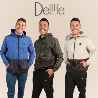 Jaqueta Masculina Dual Color Delute Corta Vento Resistente á Água Com Capuz Dois Bolsos Proteção em Oferta na Shopee