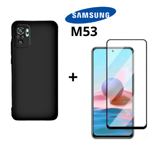 Kit Para Samsung M53 Capinha Case Silicone Aveludada Colorida + Película Vidro em Oferta na Shopee