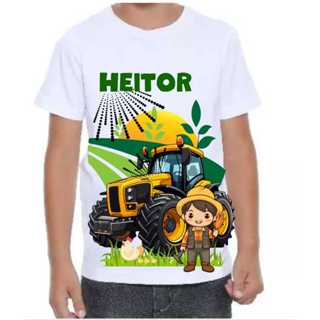 Camiseta infantil trator menino da pecuária menino personalizada em Oferta na Shopee