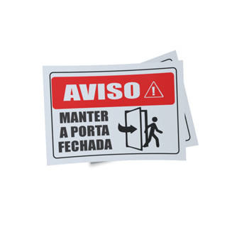 Placa de Sinalização PL(439) - Tema: Manter a Porta Fechada em Oferta na Shopee
