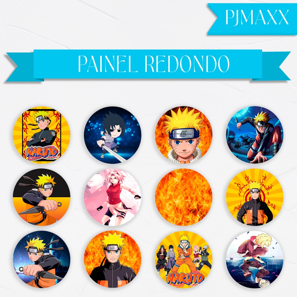 Capa Para Painel Redondo Tema Naruto Sasuke Sakura Decoração Festa Anime Jovem Malha Sublimada em Oferta na Shopee