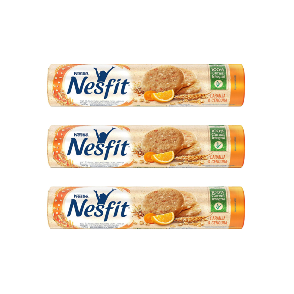 Kit C/3 Biscoito Nesfit Laranja E Cenoura 160g
