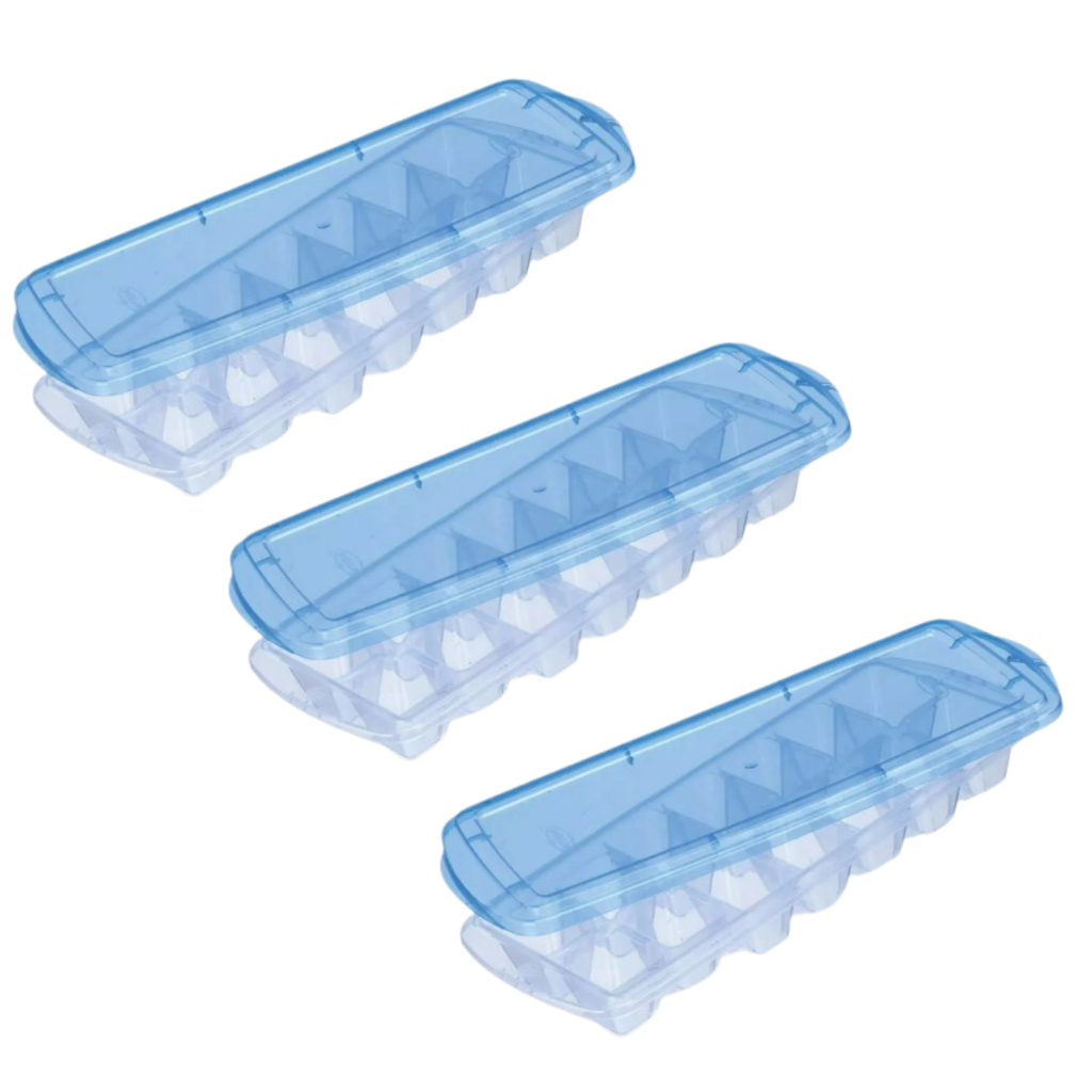 Kit 3 Formas De Gelo Com Tampa Livre Bpa Empilhável Nitron em Oferta na Shopee