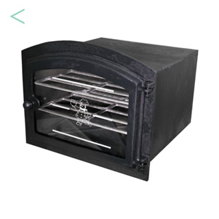 Forno para fogão a lenha grande com frente de vidro de ferro fundido e fundo de chapa galvanizada em Oferta na Shopee