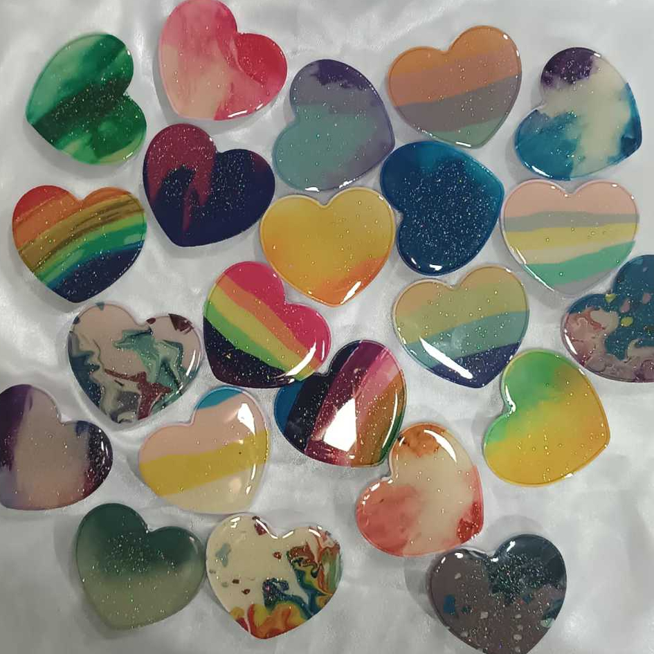 KIT 2 PCS Suporte Pra Celular  Pop Socket Coração Coloridos Aleatórios