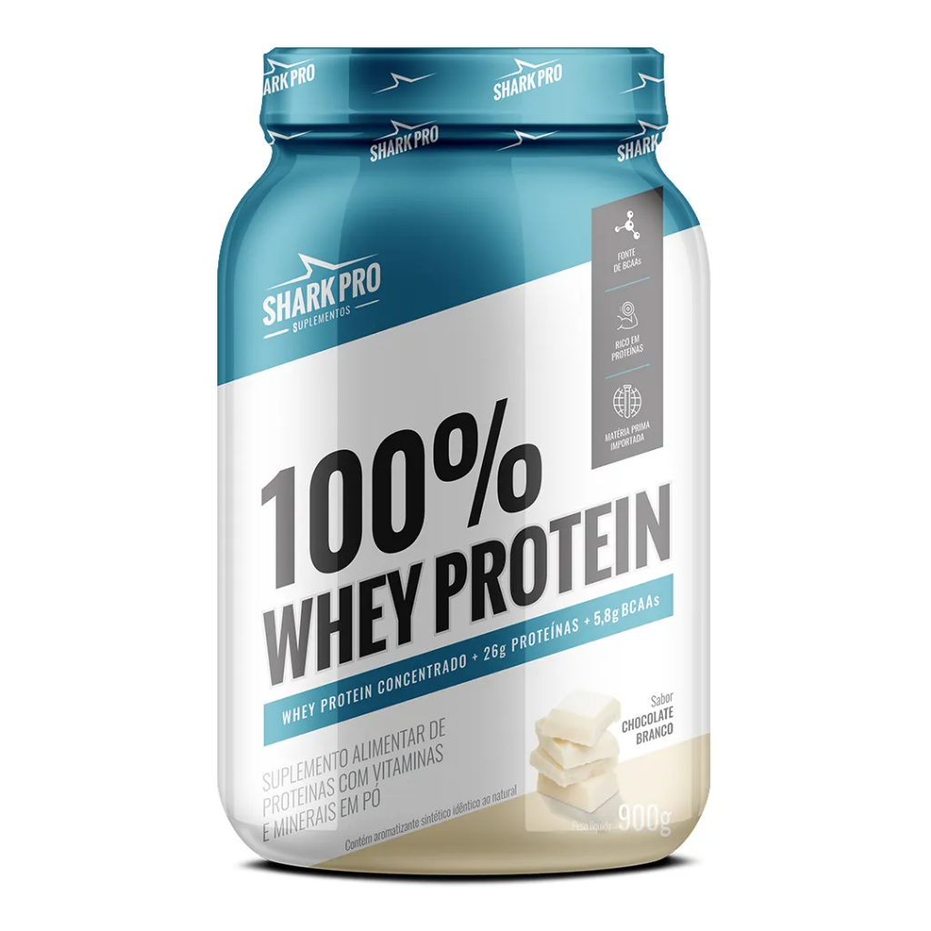 Whey Protein 100% Chocolate Branco 900g Shark Pro - Health
