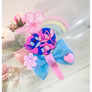 Tiara Stitch e Angel Glitter Luxo Flores Infantil Borboleta Arco Stitch Lilo Stitch em Oferta na Shopee