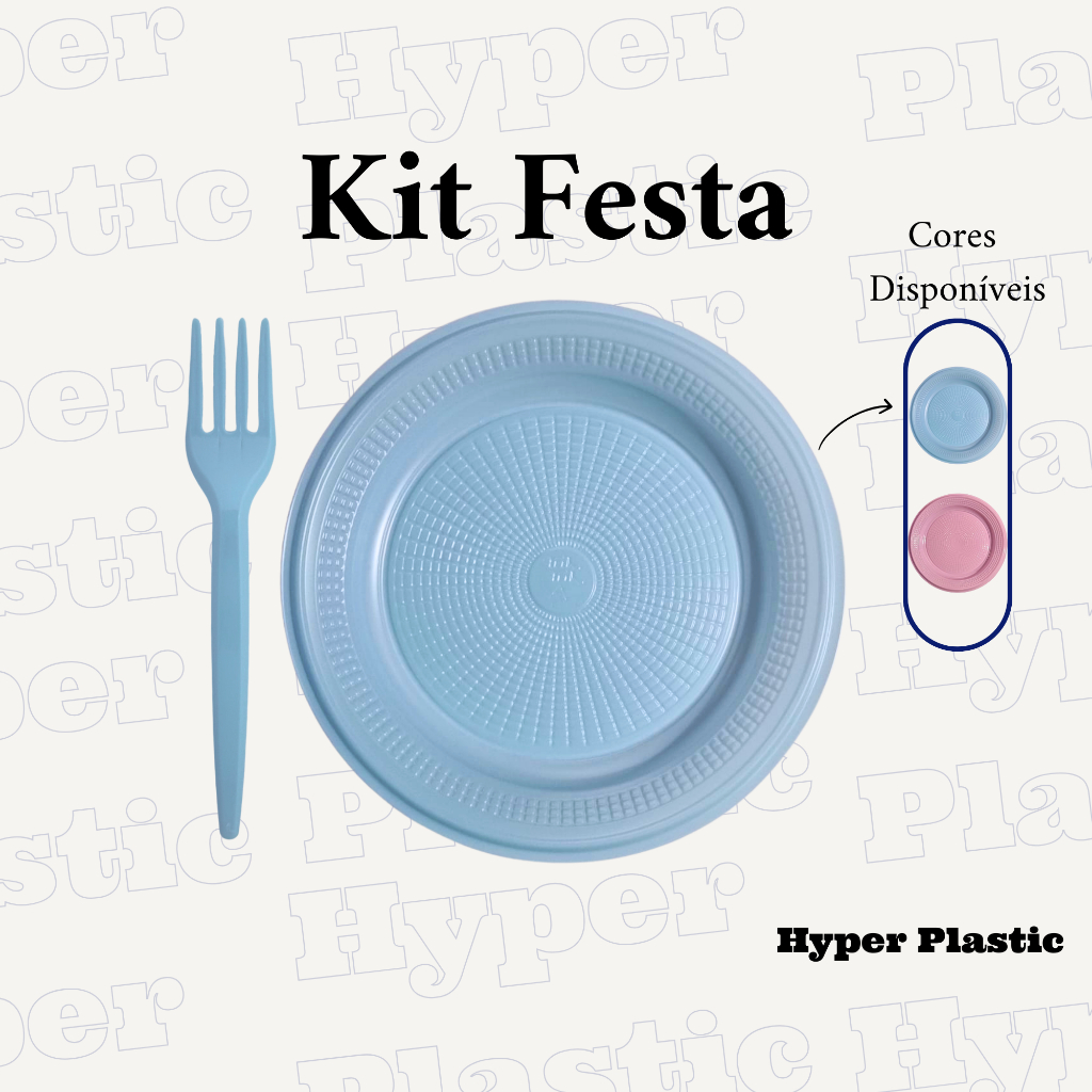 Kit Cor Candy Prato + Garfo Descartáveis Festa de Aniversário com 50 e 100 Unidades
