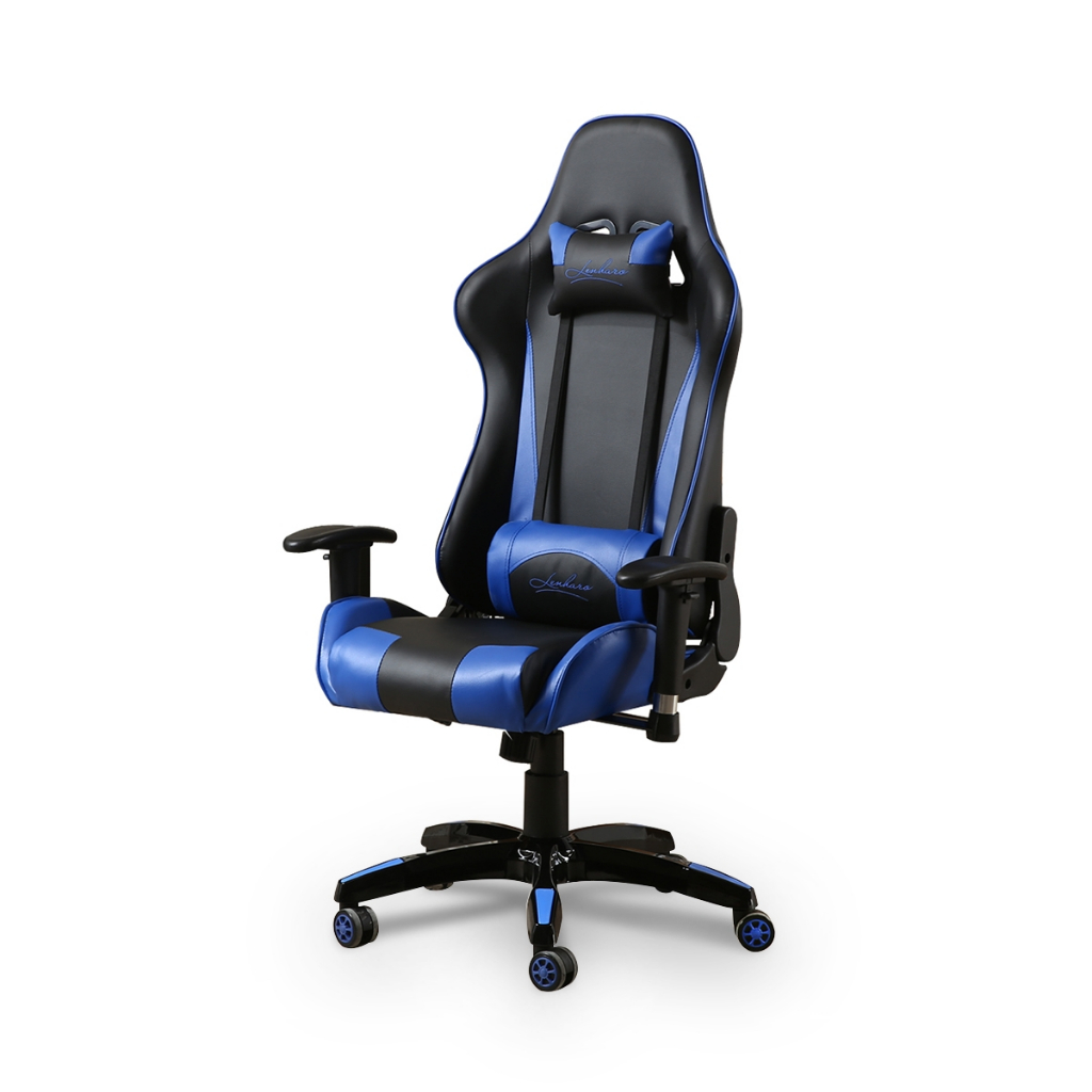 Cadeira Gamer Azul e Preta Giratória com Regulagem de Encosto e Braços - Panther