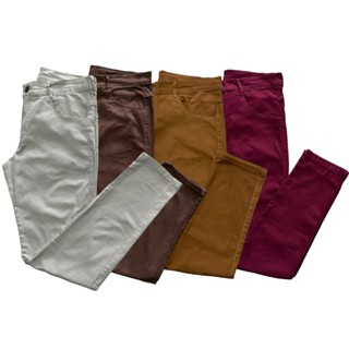 Kit c/4 calças masculina sarja com elastano modelo slim super confortável a pronta entrega em Oferta na Shopee