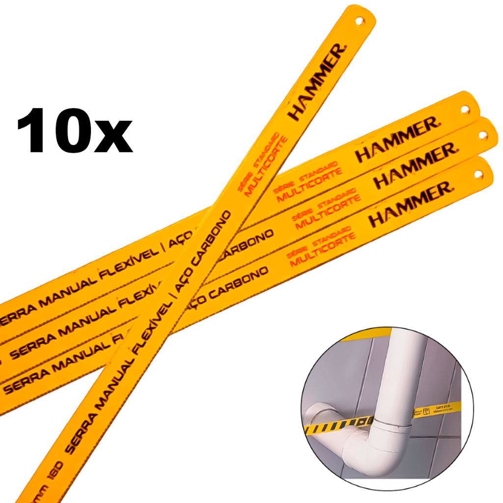 Kit 10 Lâminas Segueta Flexível 18 - 24 Dentes Arco De Serra Manual 300mm 12Pol. Corta Madeira Ferro em Oferta na Shopee