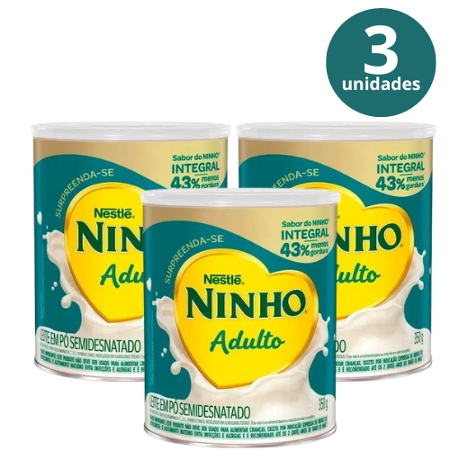 Kit 3x Leite Em Pó Ninho Semidesnatado Adulto Nestlé - 350g