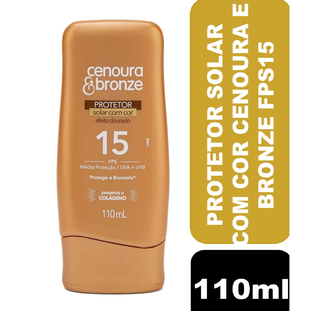 Protetor Solar com Cor Fps15 Cenoura e Bronze (Efeito Dourado) 110ml em Oferta na Shopee