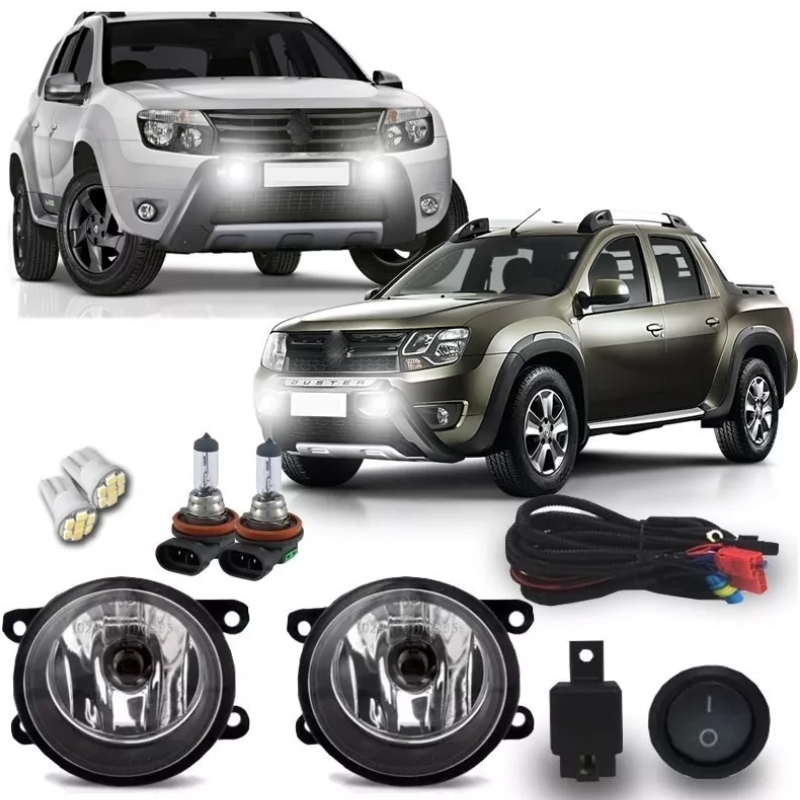 Kit Farol Milha Neblina Auxiliar Duster/ Oroch 2011 2012 2013 2014 2015 2016 2017 2018 2019 Com Lampadas