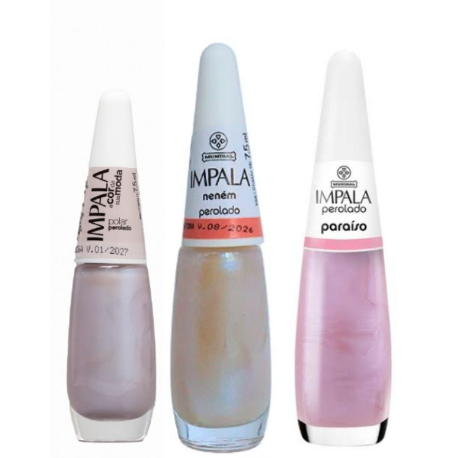 Kit Esmaltes Impala Perolado Paraiso+Polar+Nenem