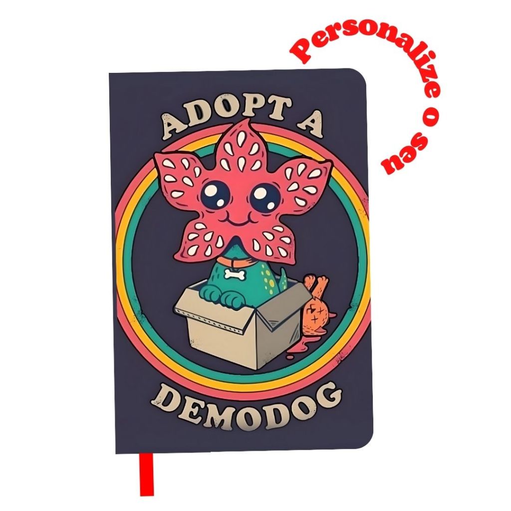 Caderno Stranger Things adopt a demodog demogorgon personalizado sketchbook moleskine caderneta A5 A6