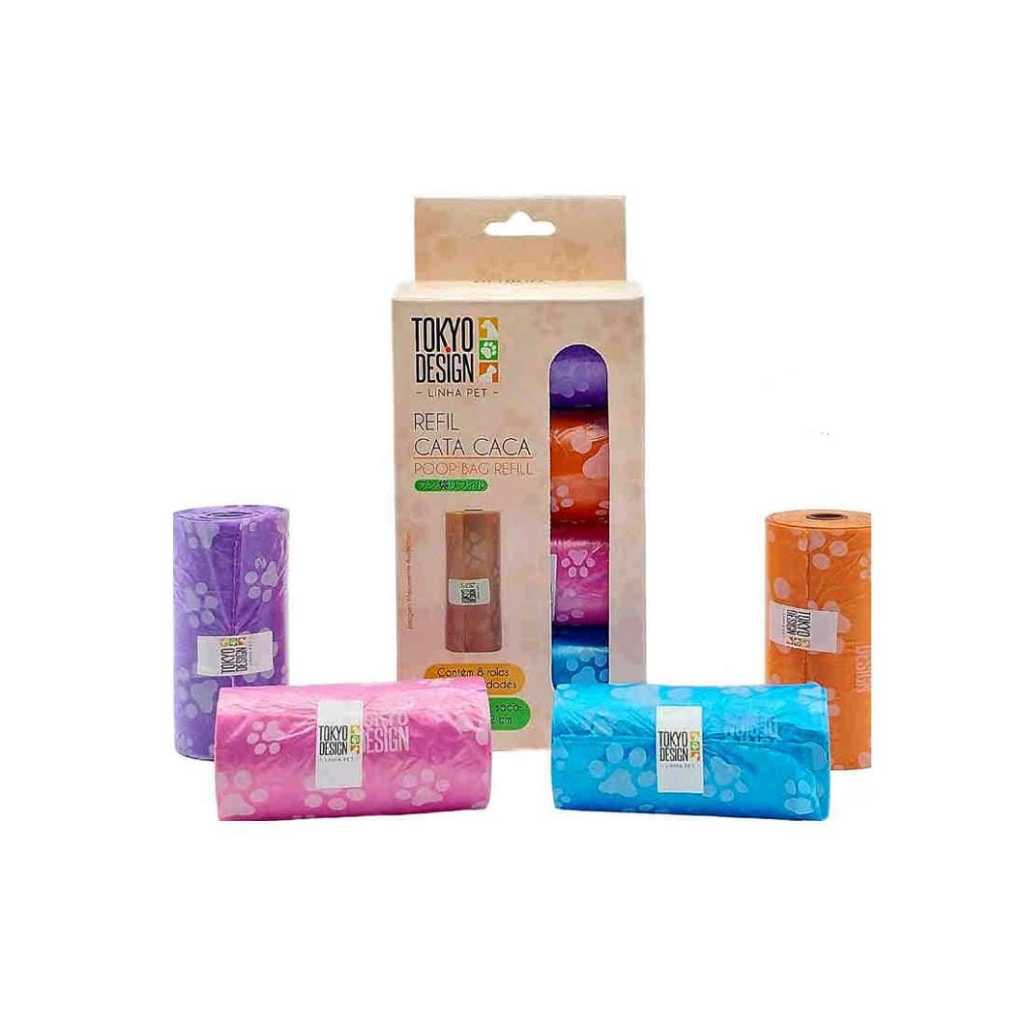 Kit Refil 8 Rolos Cata Caca Cata Fezes 160 Saquinhos Coletor Higiênico