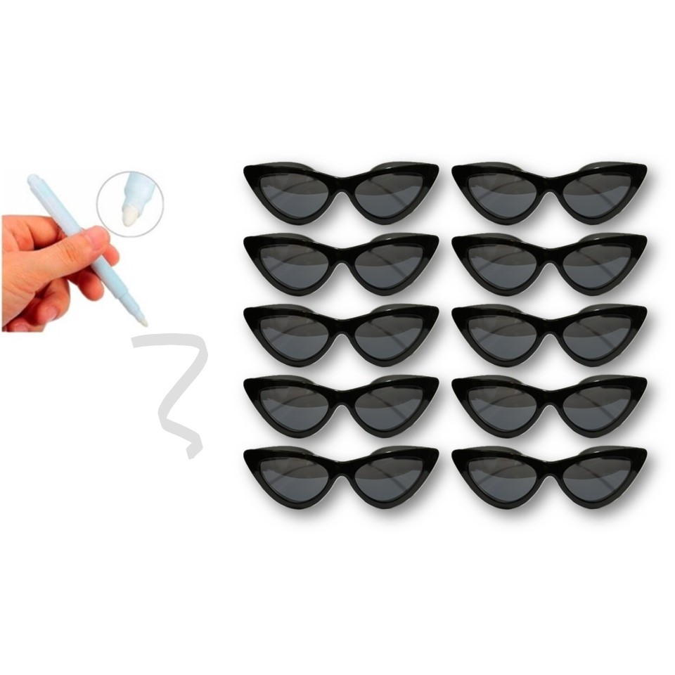 Kit 10 Óculos Gatinho Festas Casamentos Despedidas Pretos em Oferta na Shopee