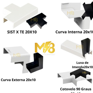 Acabamento de Canaleta Branca 20x10 Branca ou Preta Cotovelo Luva de Emenda Te Curva Interna em Oferta na Shopee