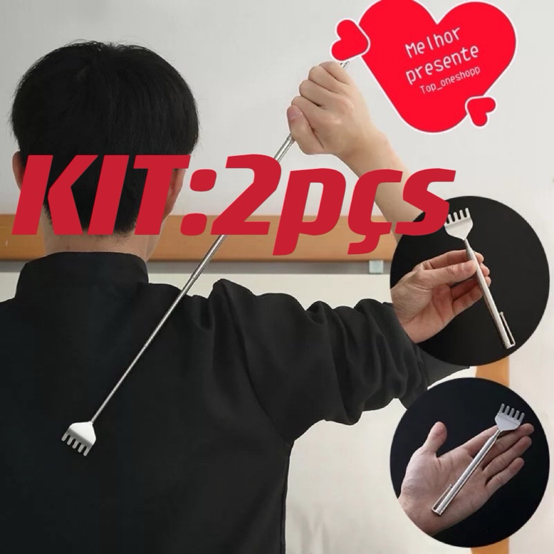 Coçador De Costas Mãozinha Em Aço Inox Telescópio Regulável Para Coçar Costas em Oferta na Shopee