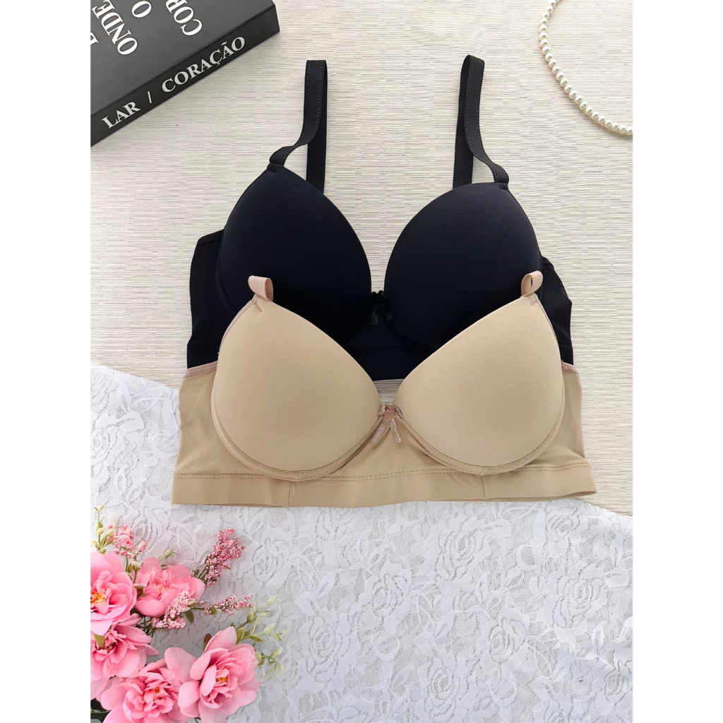 Kit 2 Sutiã Plus Size Reforçado com Bojo 48 ao 54 Alças Reforçadas Plus Size Feminino