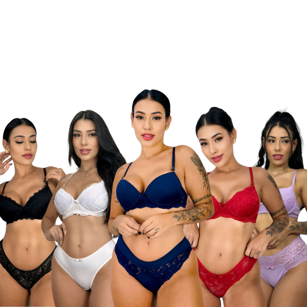 KIT 5 CONJUNTOS LINGERIE PREMIUM - LINGERIE SENSUAL - KIT REVENDA - KIT BARATO