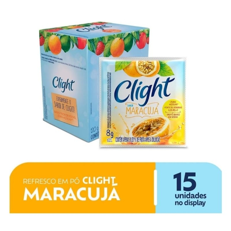 Kit 15 Suco Refresco Em Pó Clight MARACUJA Zero Açucar 8gr
