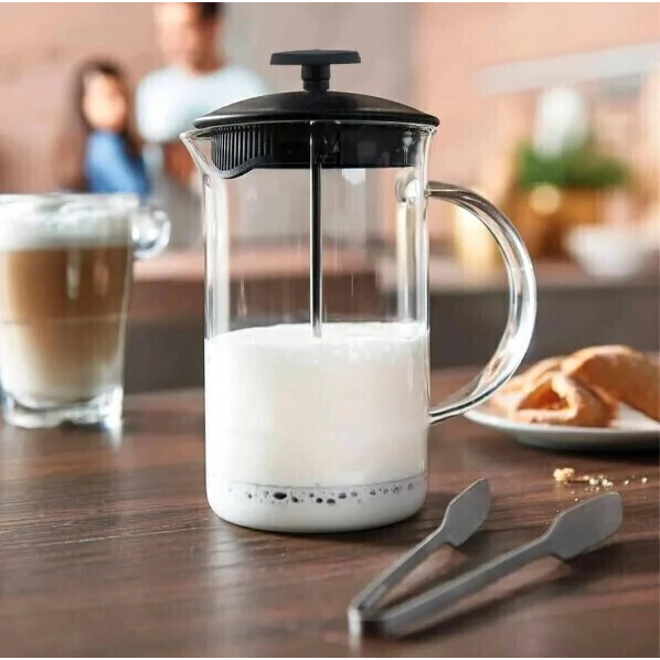 CAFETEIRA PRENSA FRANCESA e Cremeira em Vidro - Tampa Preta 600ml