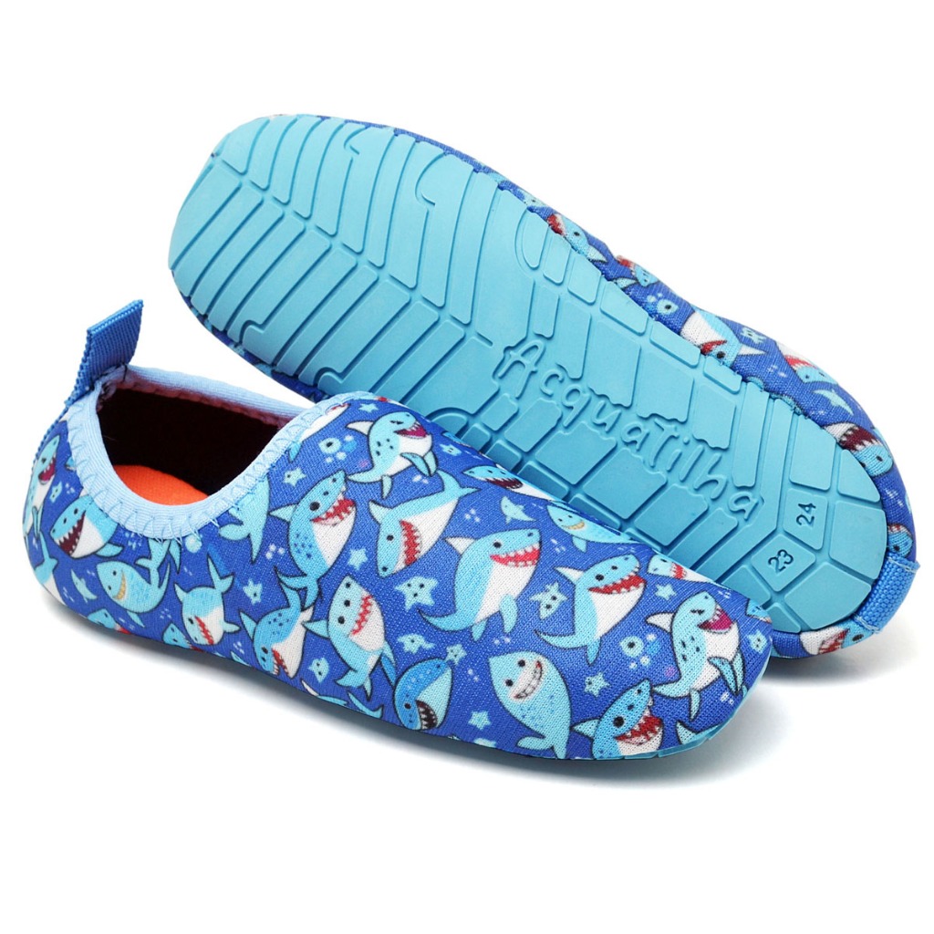 Sapatilha infantil agua sapatilha aquatica sapatilha neoprene tubarao calce facil