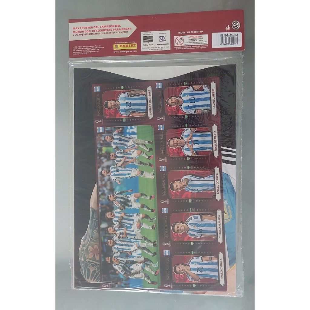 Pôster Especial + 30 figurinhas especiais da Argentina Campeão Copa do Mundo Qatar 2022 Panini c/Messi