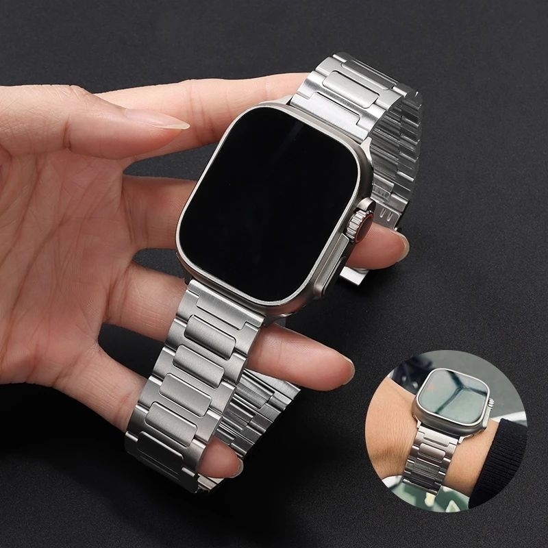 Pulseira e Smartwatch em Aço Inoxidável Prata ou Preto, 49mm Apple Watch e demais Smartwatchs.